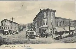 Four Corners, Canisteo, New York. View is of Depot Street looking north towards the station.