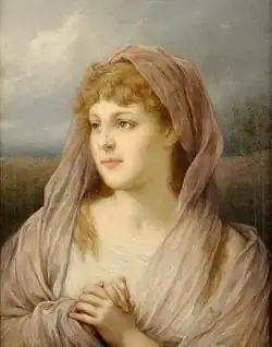 Blonde Frau mit Seidenschleier - Blonde young girl wiyth a veil.