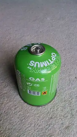 Disposable 450&nbsp;g camping gas cylinder.