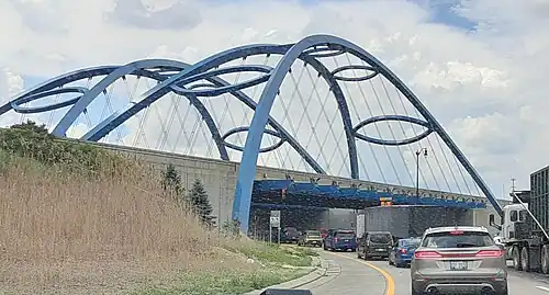 Gateway Bridge in Taylor, Michigan, designed for the preparation for Super Bowl XL, hosted in nearby city of Detroit, built in 2005