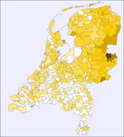 Gesina is most common in the northeastern Netherlands along the border with Germany