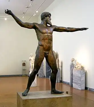 The Artemision Bronze; 460-450 BC; bronze; height: 2.1 m; National Archaeological Museum (Athens)