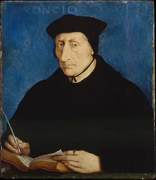Image 14 Guillaume Budé Painting credit: Jean Clouet Guillaume Budé (26 January 1467 – 23 August 1540) was a French scholar and humanist. He was involved in the founding of Collegium Trilingue, which later became the Collège de France. Budé was also the first keeper of the royal library at the Palace of Fontainebleau, which was later moved to Paris, where it became the Bibliothèque nationale de France. He was an ambassador to Rome and held several important judicial and civil administrative posts. This picture is an oil-on-panel portrait of Budé, produced around 1536 by Jean Clouet, a painter at the court of King Francis I of France. He was a very skilful painter and many fine portraits are attributed to him, but his picture of Budé is his only documented work, being mentioned in Budé's handwritten notes. The painting is now held by the Metropolitan Museum of Art in New York City. More selected pictures