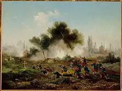 Assaut d'un cimetière par les troupes régulières, mai 1871