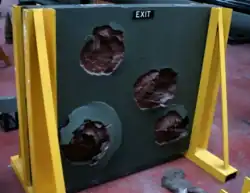 Heavy spalling damage caused by HESH rounds