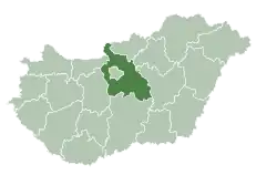 Map of Hungary highlighting Pest County