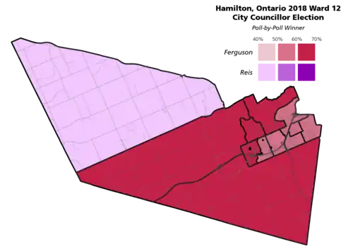 The poll-by-poll results for the Hamilton, Ontario Ward 12 city councillor election in 2018.