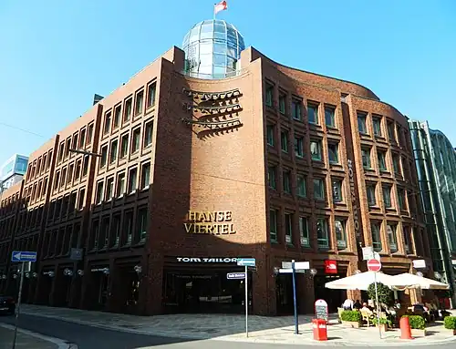 Hanse-Viertel, a store gallery in Hamburg, Northern Germany, by Gerkan, Marg and Partners (1980)