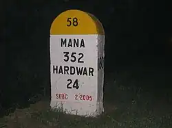 A milestone near Haridwar on an Indian highway