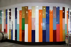 Lothar Goetz's Cannon art installation features a variety of coloured vitreous enamel panels.