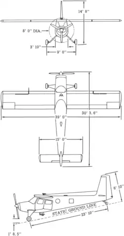 3-view drawing of the Helio U-10A