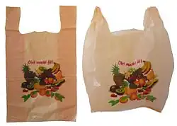 The plastic shopping bag before and after use
