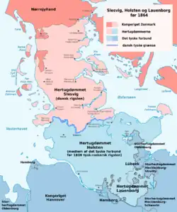 The duchies Schleswig, Holstein and Lauenburg before 1864