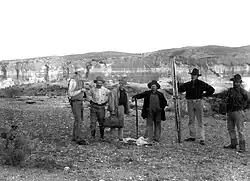 Hill's survey party leaving the canyons of the Rio Grande at Langtry. (28 Oct. 1899)
