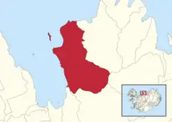 Map showing the borders of Hofshreppur from 1990 to 1998