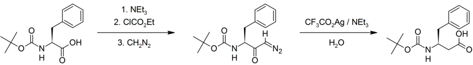Homologation of N-boc-phenylalanine