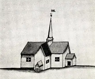 Sketch of the older church (1729–1864)