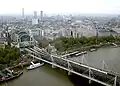 The Hungerford Bridge from the air; the pier is to the right of the bridge