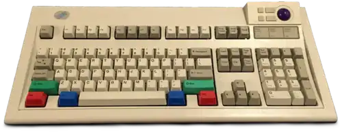 IBM Model M5-2, featuring a purple trackball and alternative 'RGB' keys from Unicomp