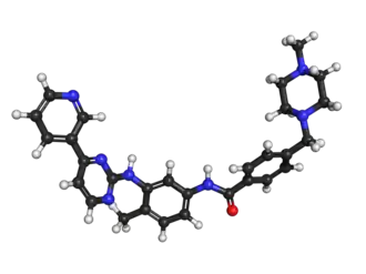 Ball-and-stick model of the imatinib molecule