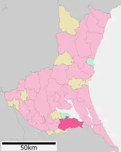 Location of Inashiki in Ibaraki Prefecture