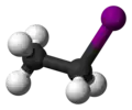 Ball and stick model of ethyl iodide