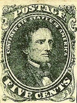 Jefferson Davis, 5 cent The first stamp, 1861
