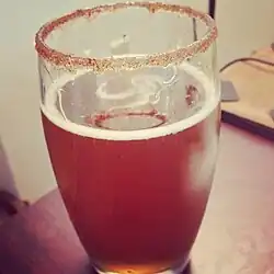 Pumpkin beer with a sugared glass rim