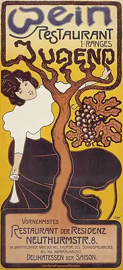 Restaurant poster by Josef Rudolf Witzel (1896)