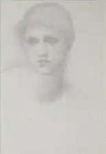 drawing of Julia's head 1873 by Burne-Jones