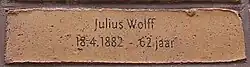 "Julius Wolff - 18.04.1882 - 62 jaar". National Holocaust Names Memorial, Amsterdam, 2023.