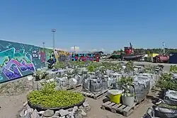 Finland's first and largest urban farm was temporarily located in the area under construction in the early 2010s.