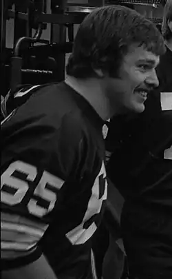 Black and white photo of Keith Wortman in his jersey