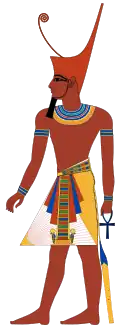 modern drawing of a pharaoh with a red crown