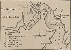 Herman Moll's 1714 map of Kinsale Harbour, including Castlepark
