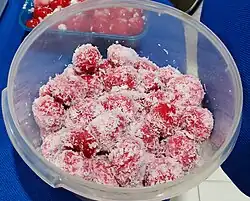 Red-coloured kalalapun served in Martapura, South Kalimantan