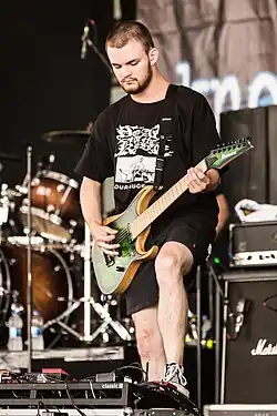 Isaac Hale performing live with Knocked Loose