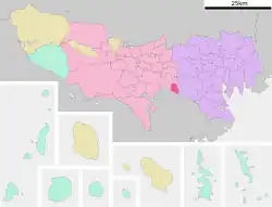 Location of Komae in Tokyo