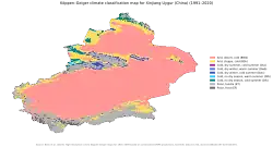 Köppen–Geiger climate classification map at 1-km resolution for Xinjiang Uygur Autonomous Region (China) for 1991–2020