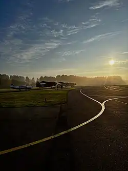 Sunrise at Kyviškės Airfield in Vilnius, Lithuania