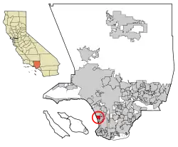 Location of Manhattan Beach in Los Angeles County, California