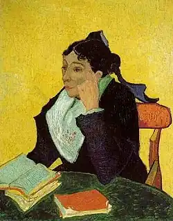 L'Arlésienne: Madame Ginoux with books. Oil on canvas, 91.5 x 73.7&nbsp;cm, Metropolitan Museum of Art, New York