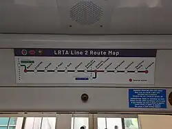 Route map above a light indicator