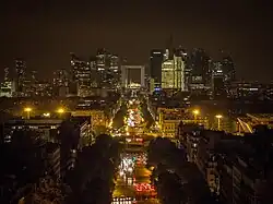 View from Arc de Triomphe at night.