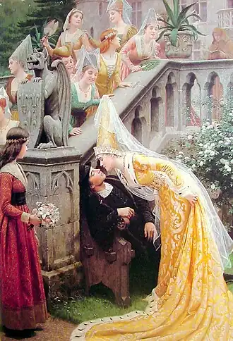 The Queen kisses the sleeping poet Alain Chartier (1903)[9]