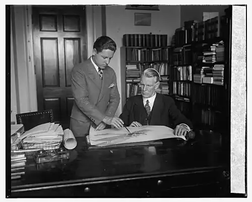 Lester P. Barlow (left) with Rep. Charles F. Curry (right), 1926