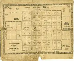 Map of Lewisburg in 1825 showing the North Property.