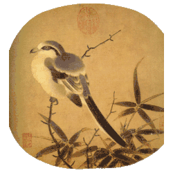 Li Anzhong's Bird on a Branch; it has a circular shape because this was initially painted for a circular fan.