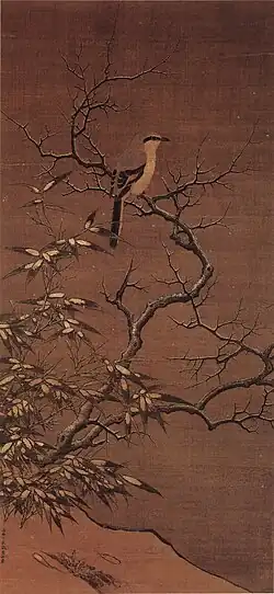 Shrike on a tree in winter; 1187 AD.