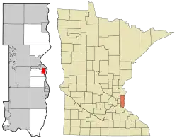 Location of the city of Bayport within Washington County, Minnesota